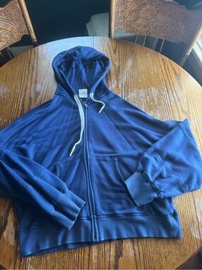 aerie Navy Blue Zip-Up Hoodie with Drawstring